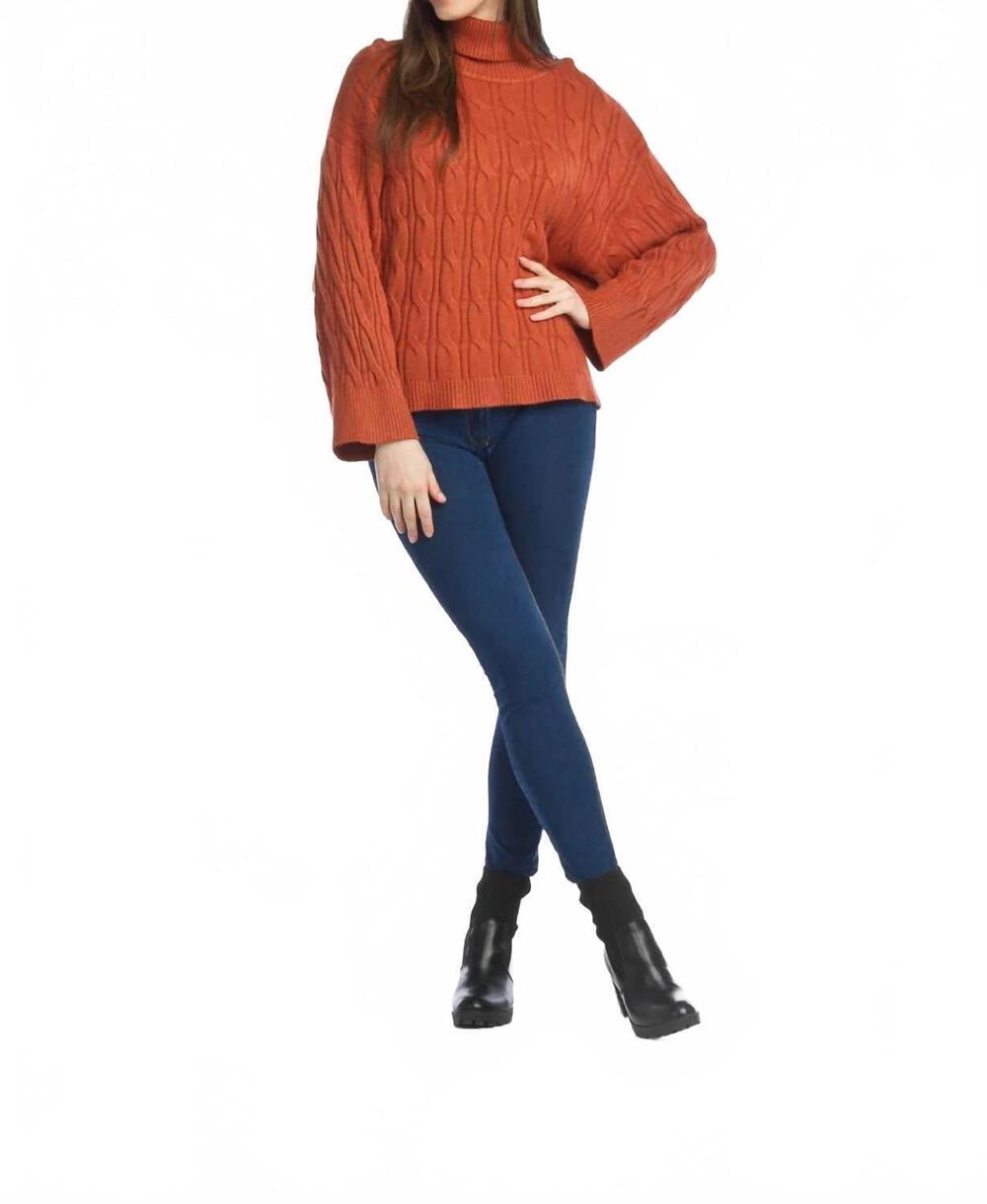 NEW PAPILLON cable knit oversized cropped sweater in rust